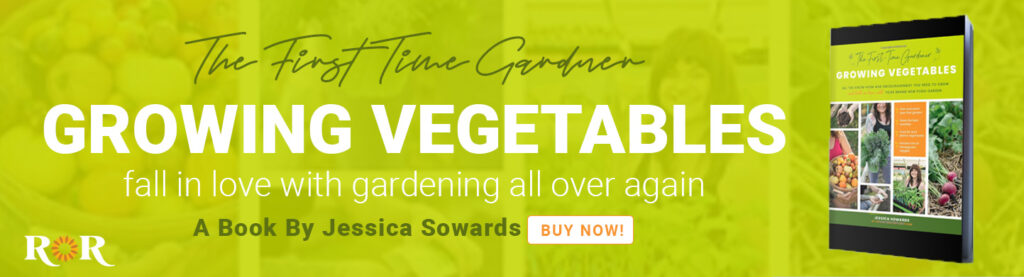 Banner ad for the book "The First Time Gardener" by Jessica Sowards.