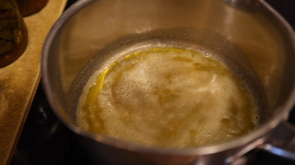 Brown butter in a pot.